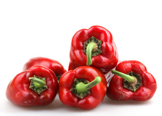 Red chilli peppers on white background