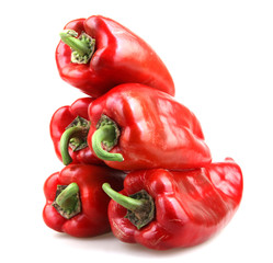 Red chilli peppers on white background
