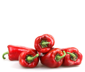 Red chilli peppers on white background