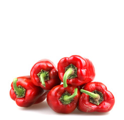 Red chilli peppers on white background