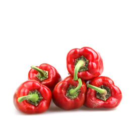 Red chilli peppers on white background