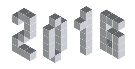 2016 digits from isometric cubes for calendars