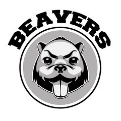 Beaver logo black and white head