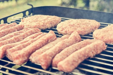 Tasty meat on a barbeque. 