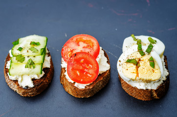 crostini with ricotta and fillings