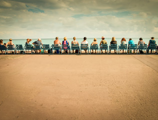 people sitting chatting near the sea - warm  version
