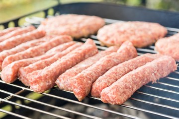 Tasty meat on a barbeque. 