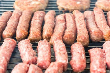 Tasty meat on a barbeque. 