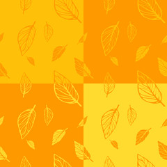 Fototapeta na wymiar Set of 4 seamless pattern with leaf,autumn leaf background
