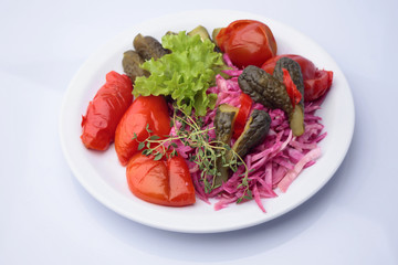 Diner platter of marinated vegetables