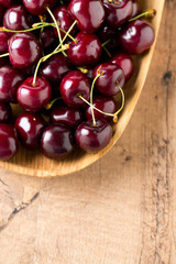 cherry in a wooden bowl