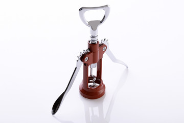 Cork screw on white background