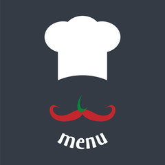 Big chef hat with mustache vector illustration.