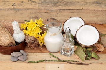 Coconut and milk , oil coco for organic healthy food and beauty
