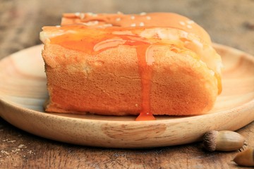 sausage bread on a wooden vintage