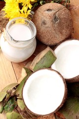 Coconut and milk , oil coco for organic healthy food and beauty