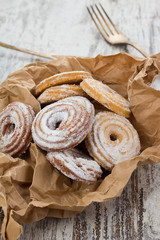 Fresh cookies over wooden vintage background