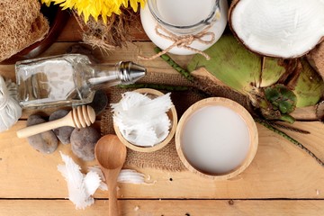 Coconut and milk , oil coco for organic healthy food and beauty