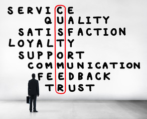 Customer Service Quality Satisfaction Crossword Puzzle Concept