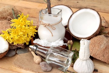 Coconut and milk , oil coco for organic healthy food and beauty