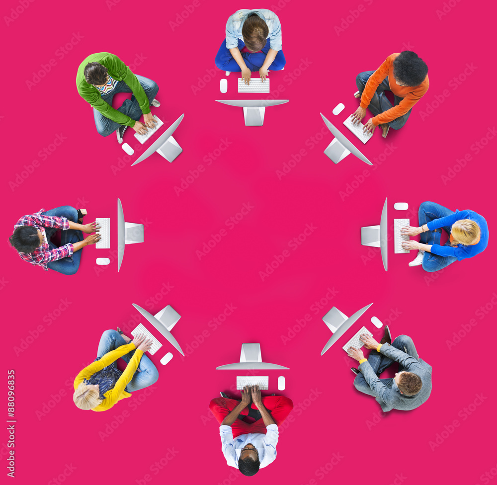 Poster technology using computer digital device online concept