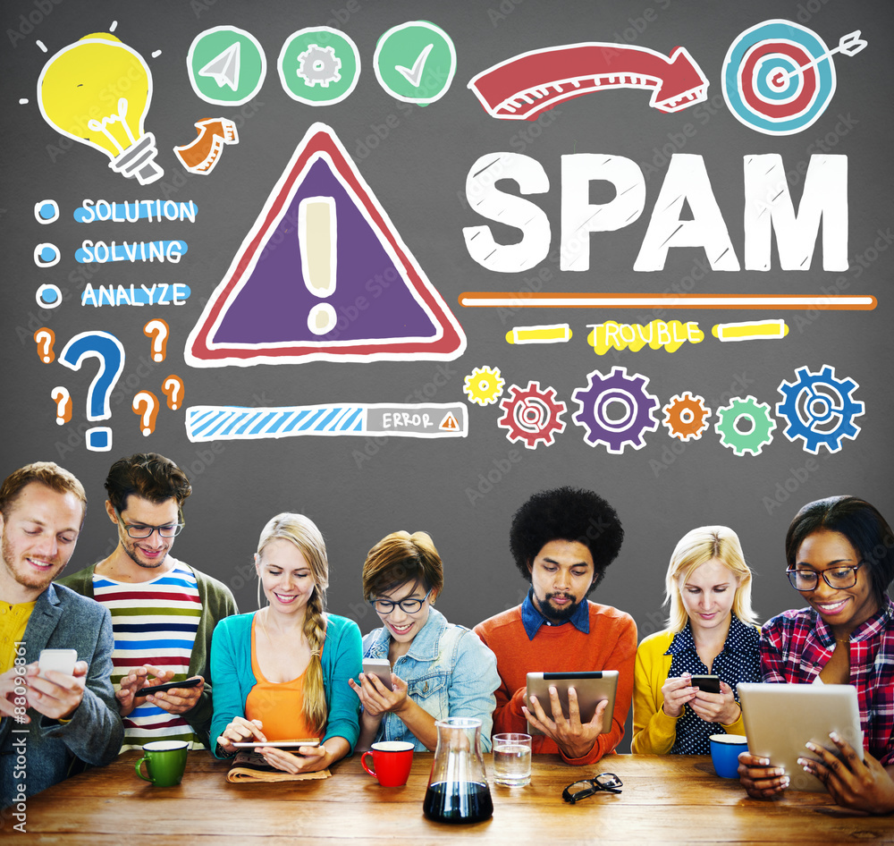 Poster spam problem virus online malware hacking concept