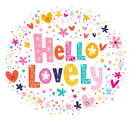 Hello lovely flowers and hearts card