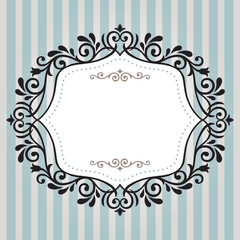 Vintage frame on blue stripe background