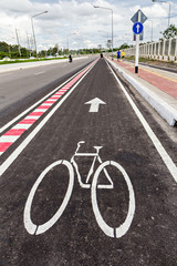 Bicycle lane sign on the road