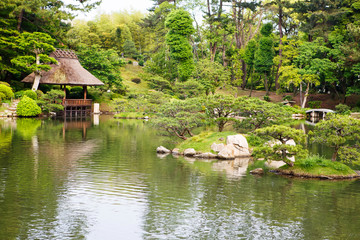 Japanese style garden in Hiroshima, Japan