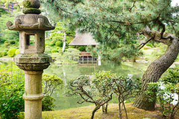 Japanese style garden in Hiroshima, Japan