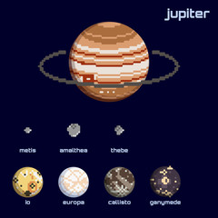 Retro minimalistic set of Jupiter and moons © Jadehawk