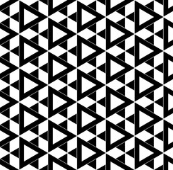 Vector black and white seamless pattern triangles,Modern textile print with illusion, abstract texture, Symmetrical repeating background