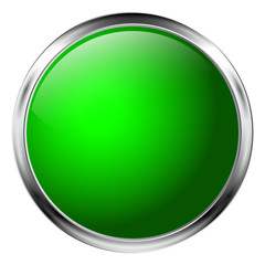 Green shiny button with metallic frame