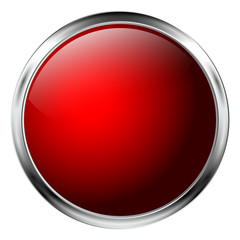 Red shiny button with metallic frame