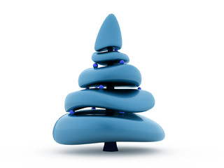 Blue abstract christmas tree on white background