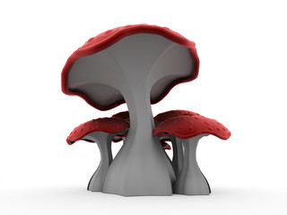 Red mushrooms rendered isolated