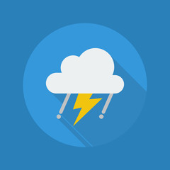 Weather Flat Icon. Rainy With Thunder