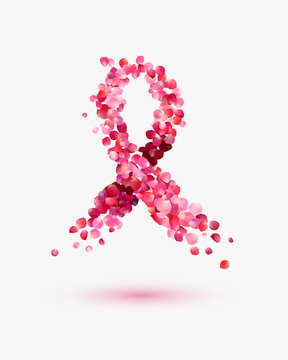 Vector ribbon of rose petals - breast cancer awareness symbol