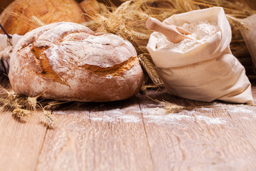 Composition of fresh bread, cereals and grains.