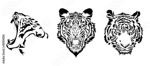 "tiger heads in black vector" Stock image and royalty-free vector files