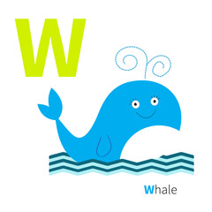 Letter  Zoo alphabet. English abc with animals Education cards for kids Isolated White background Flat design