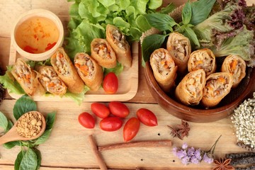 Fried spring rolls traditional for appetizer food.