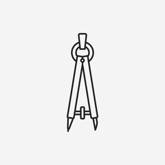 Stationery compasses line icon