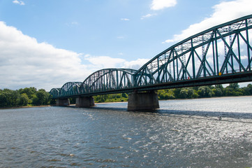 Torun famous truss bridge over Vistula river, Poland 