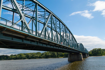 Fototapeta na wymiar Torun famous truss bridge over Vistula river, Poland.
