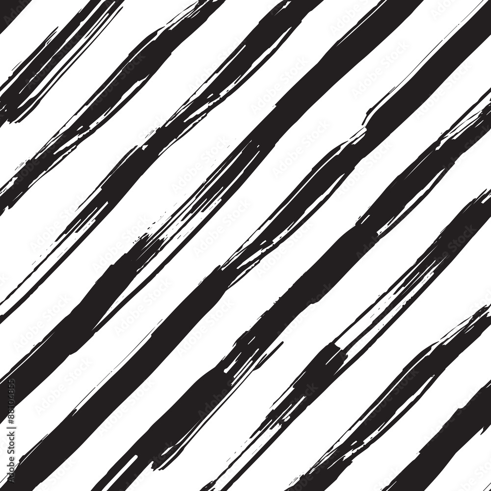 Poster vector seamless pattern with black brush diagonal strokes