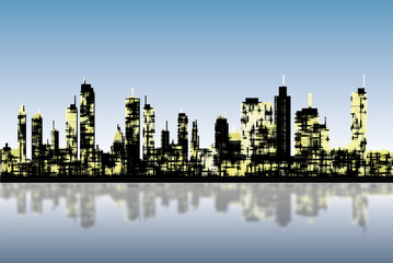Fototapeta na wymiar Panorama picture of city skyline