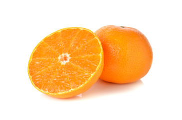 sliced orange on white background