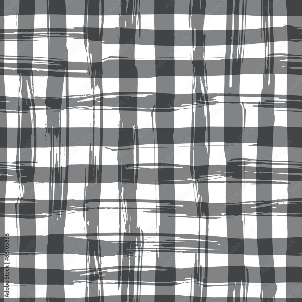 Poster vector seamless pattern with square hand drawn texture. black
